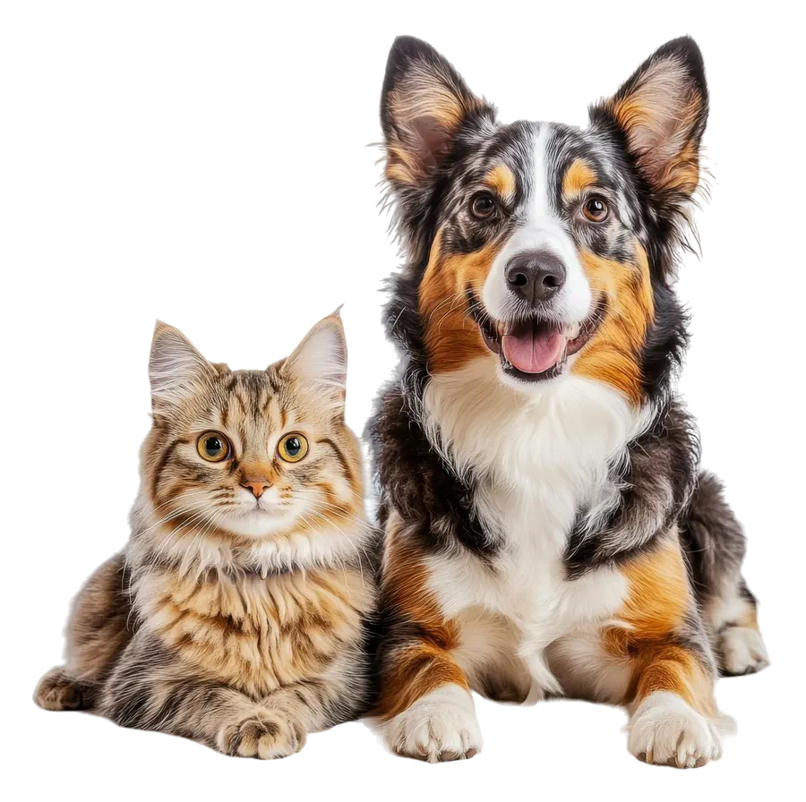 A cat and a dog sitting together